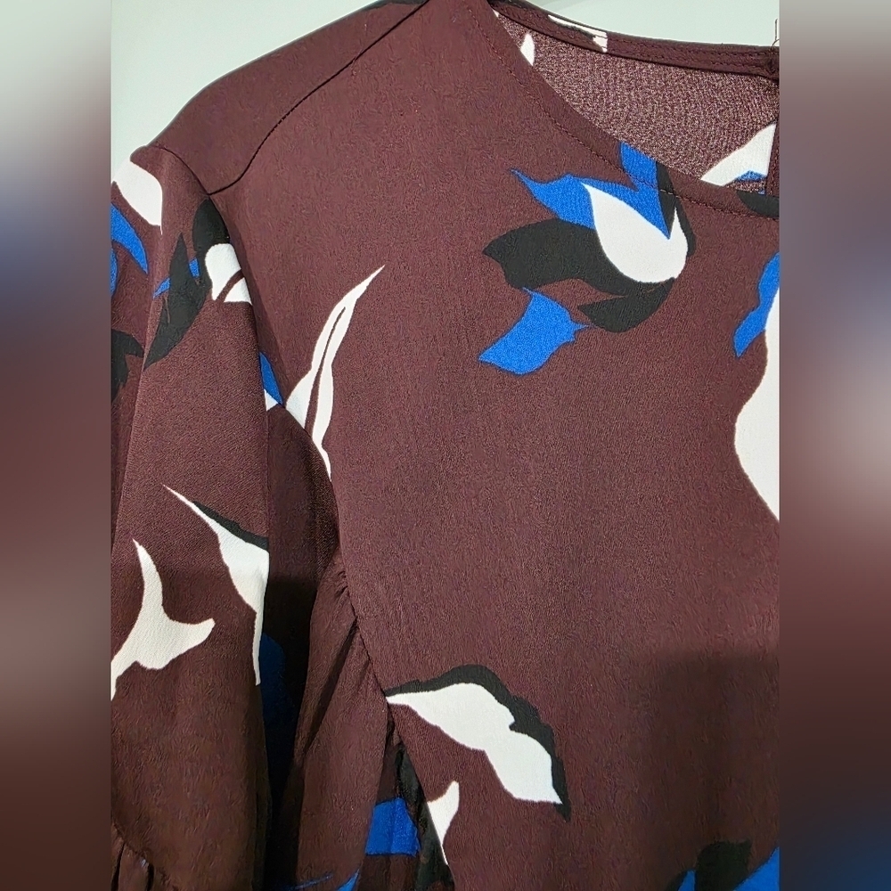 Halogen Floral Ruffle Sleeve Top - Multicolor - Picture 5 of 16